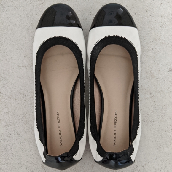Like New✨Maud Frizon white/black leather flats (size 39) - Picture 3 of 7